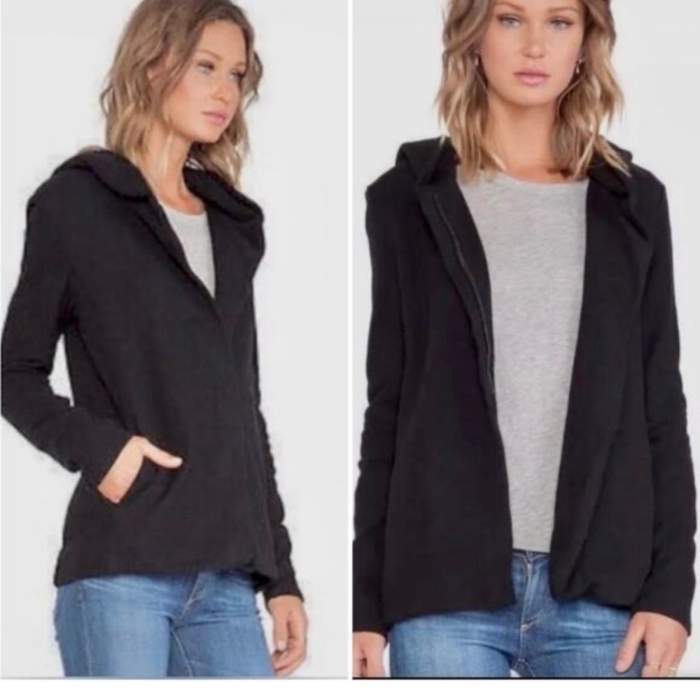 James Perse Asymmetrical Zip Black Hoodie size 1